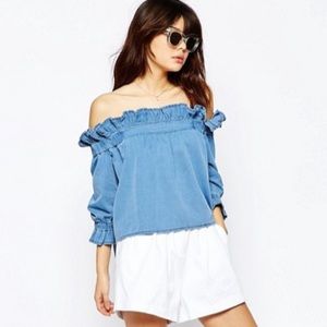 ASOS denim off shoulder top